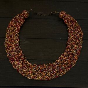 Multicolor Beaded Necklace Tribal Choker yellow orange red brown trendy bohemian